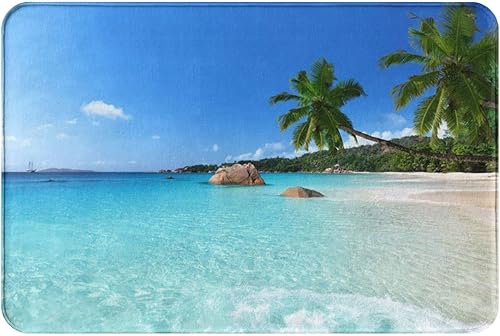 Tapete de baño de palmeras de playa de verano de Hawaii tapete para puerta al aire libre antideslizante absorbente tapete para el hogar la cocina la