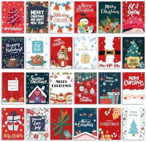 Paperchase Christmas Cards – 24 Pack With Dog & Cat Designs, Envelopes Included