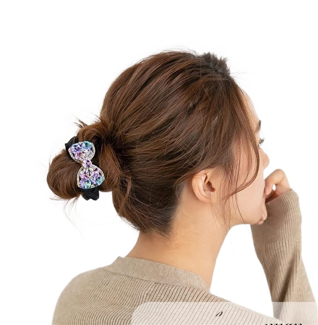 RUVOO Haargummi Scrunchies Schleife Knoten Haarring Strass Kopf Seil Weibliches Hochelastisches Gummiband Haarseil Haargummis Haarschmuck