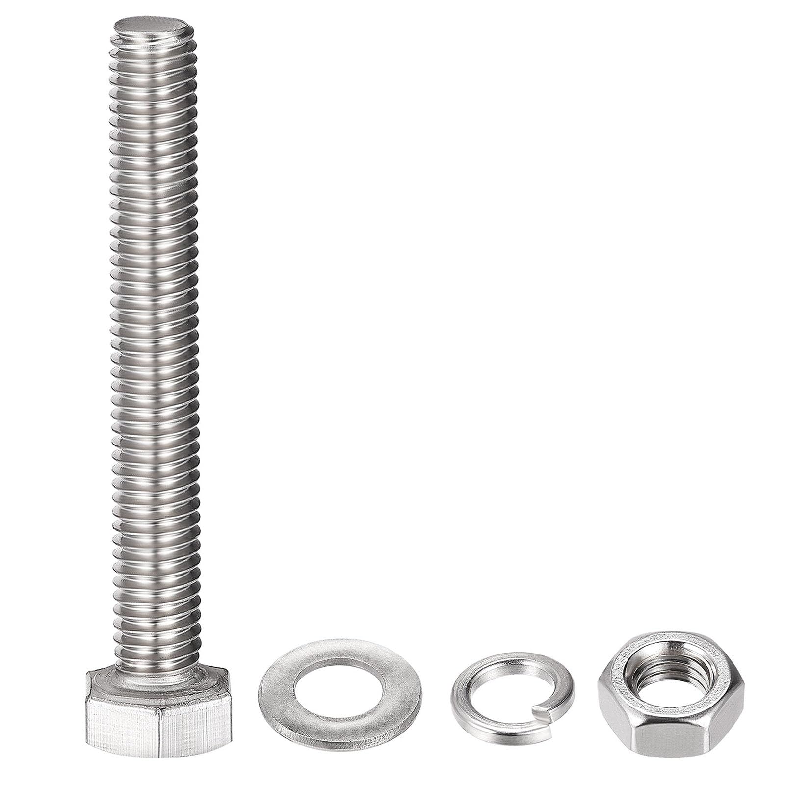TOP-VIGOR 4Pcs M8 x 55mm Hex Head Screws Bolts, Nuts, Flat & Lock Washers Kits - Image 3