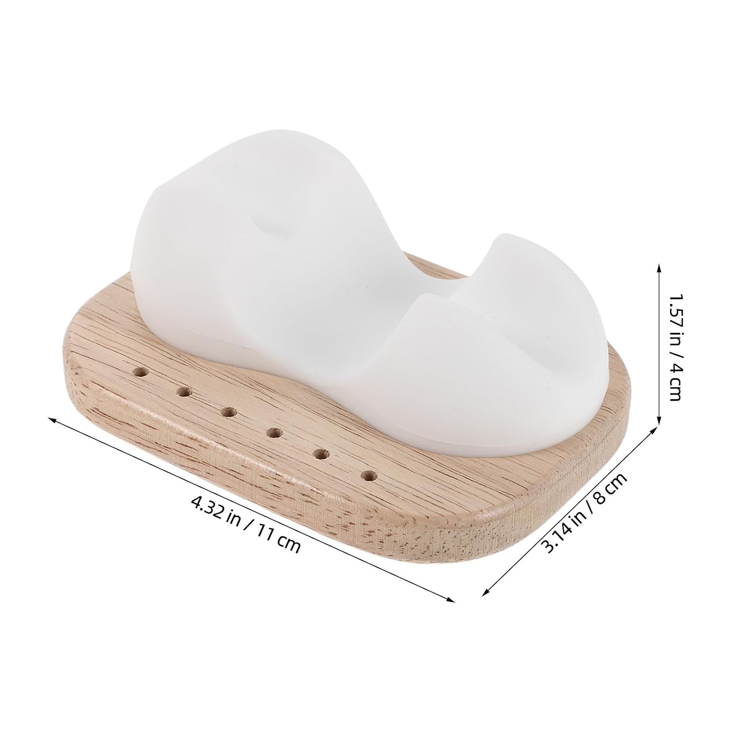 Nail Drill Bits Holder, Wooden Base & Silicone Storage Stand, Manicure Tool Holder Organizer for Nail Drill & Bits, Tech Desk Supplies, 6 Holes