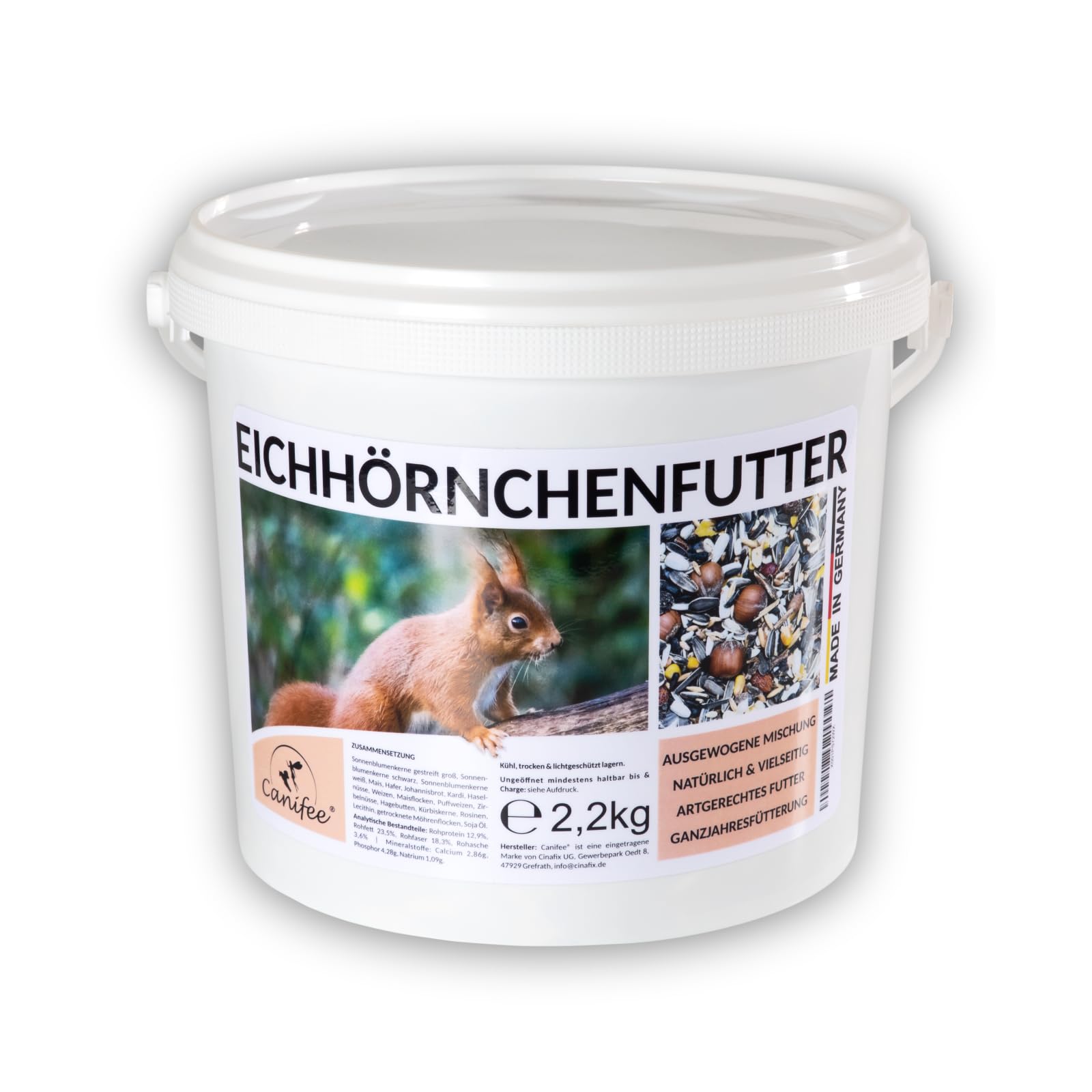 Cibo per scoiattoli 2,2 kg, miscela naturale e completa per tutto l’anno con extra porzione di nocciole – adatto anche per scoiattoli striati
