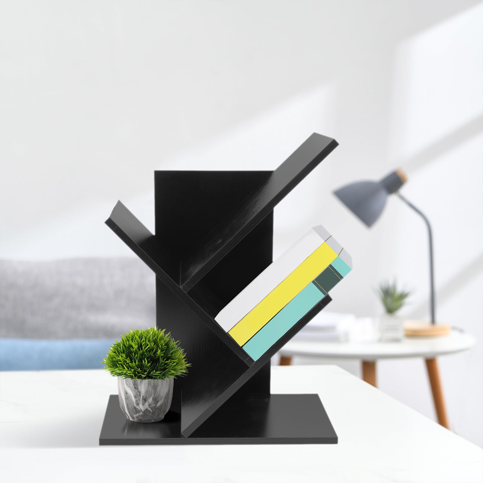 Alipis Libreria da Scrivania in Legno Nero per Ufficio e Workspace