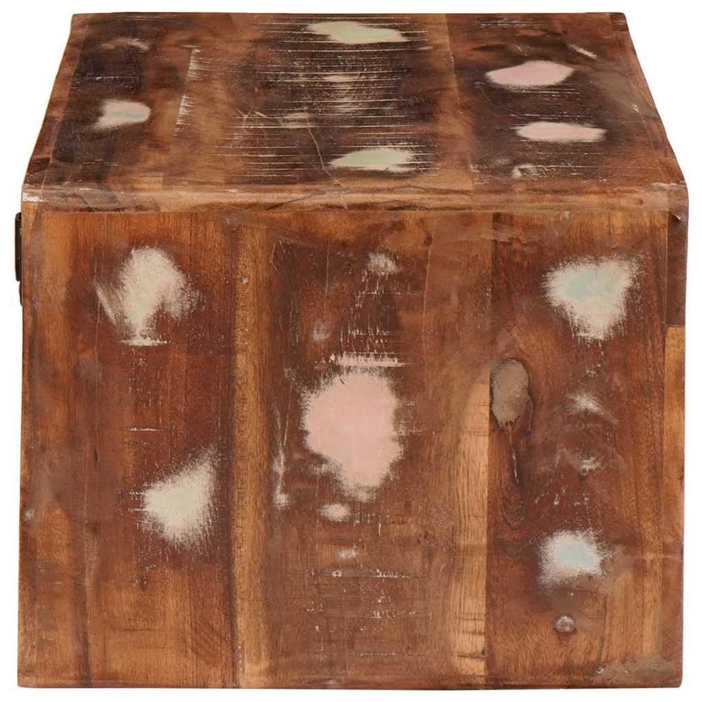 Comodino in legno recuperato massello marrone con 2 scaffali e cassetto, mobiletto salvaspazio per camera da letto soggiorno e ufficio, design rustico compatto e funzionale