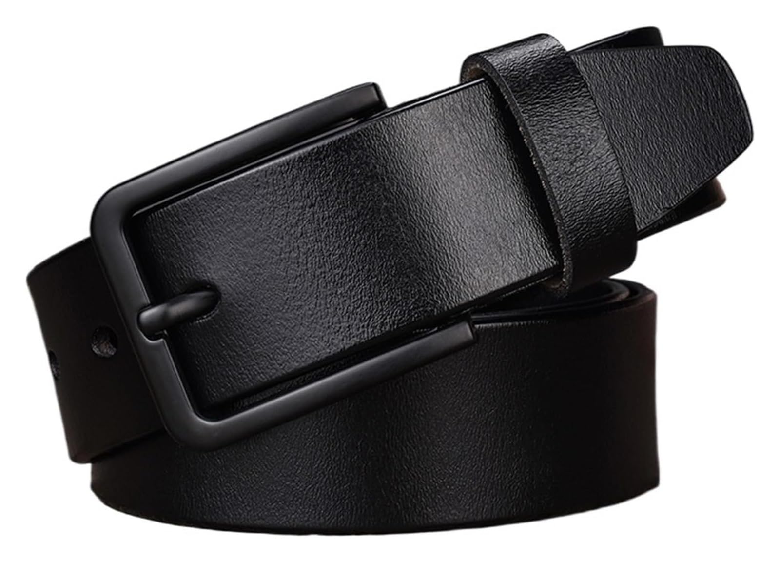 Cinturón Ajustable de Cuero Genuino, Cinturón de Cuero Genuino for Hombre, Cinturones Masculinos clásicos Vintage con Hebilla Negra, cinturón de Cuero for Hombre(Black,105CM)