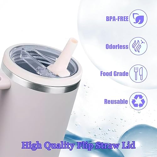 Miniatura 6 de Stanley - Paquete de 2 tapas de repuesto de 40 onzas, con tapa a prueba de fugas y popote abatible, accesorios para vasos Stanley Quencher H2.0