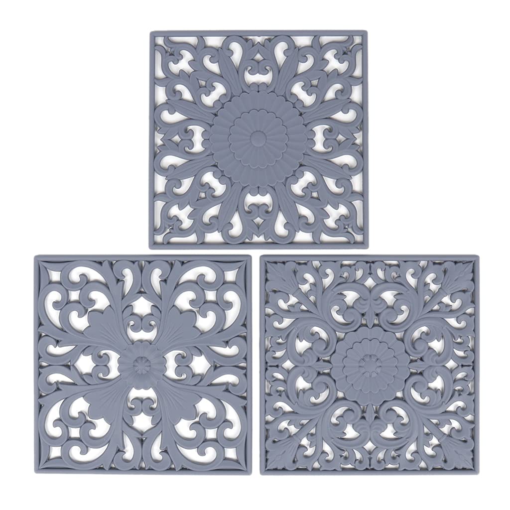 Keaiduoa Silicone Material Square Insulation Pads Heat Resistant Hot Plate Pot Pad Desktop Pad Hollow 6 Colors To Choose Pot Pads.