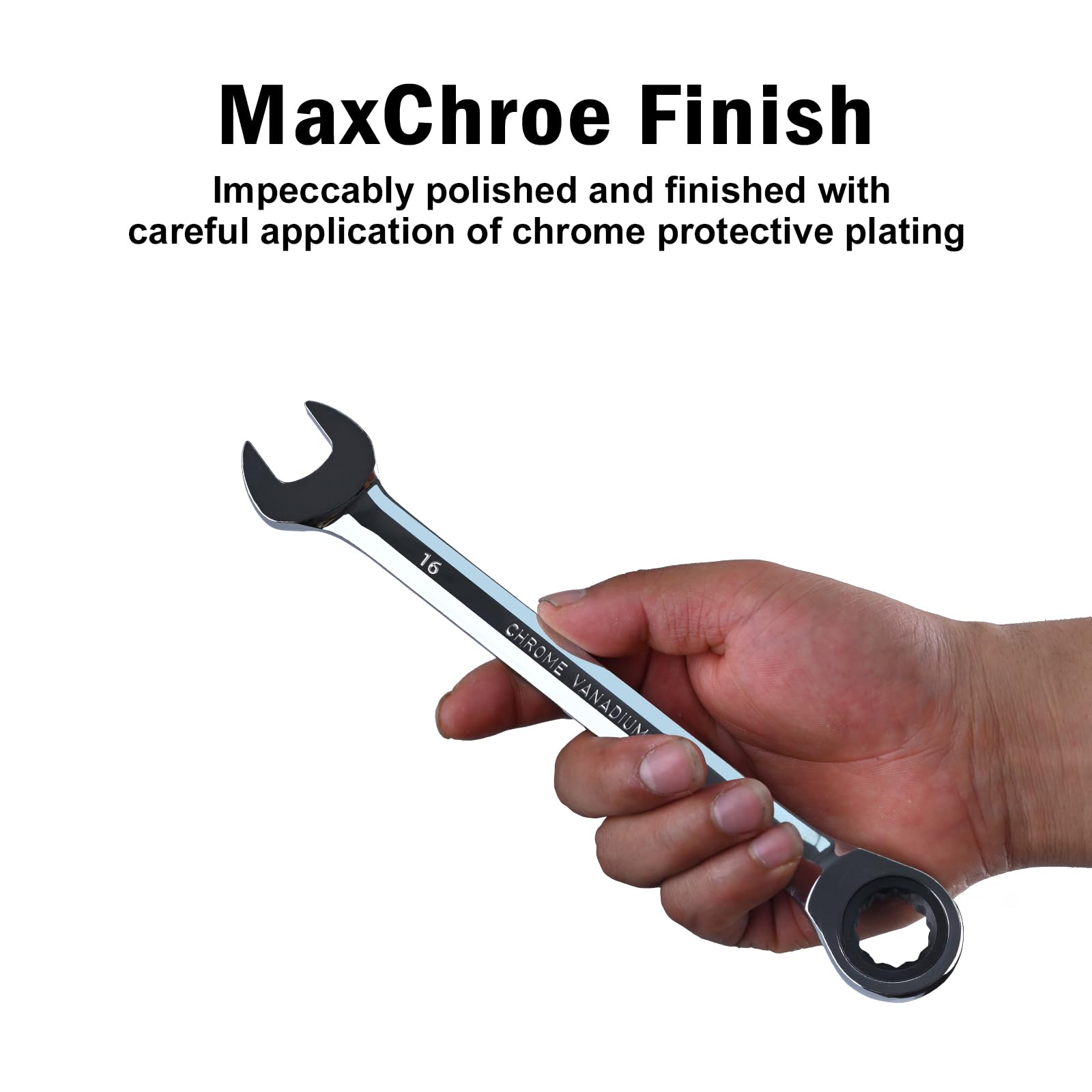 EGOFINE 16mm Ratcheting Combination Wrench Metric, Industrial Grade Gear Spanner with 12-Point Design, 72-Tooth Ratchet - Image 3