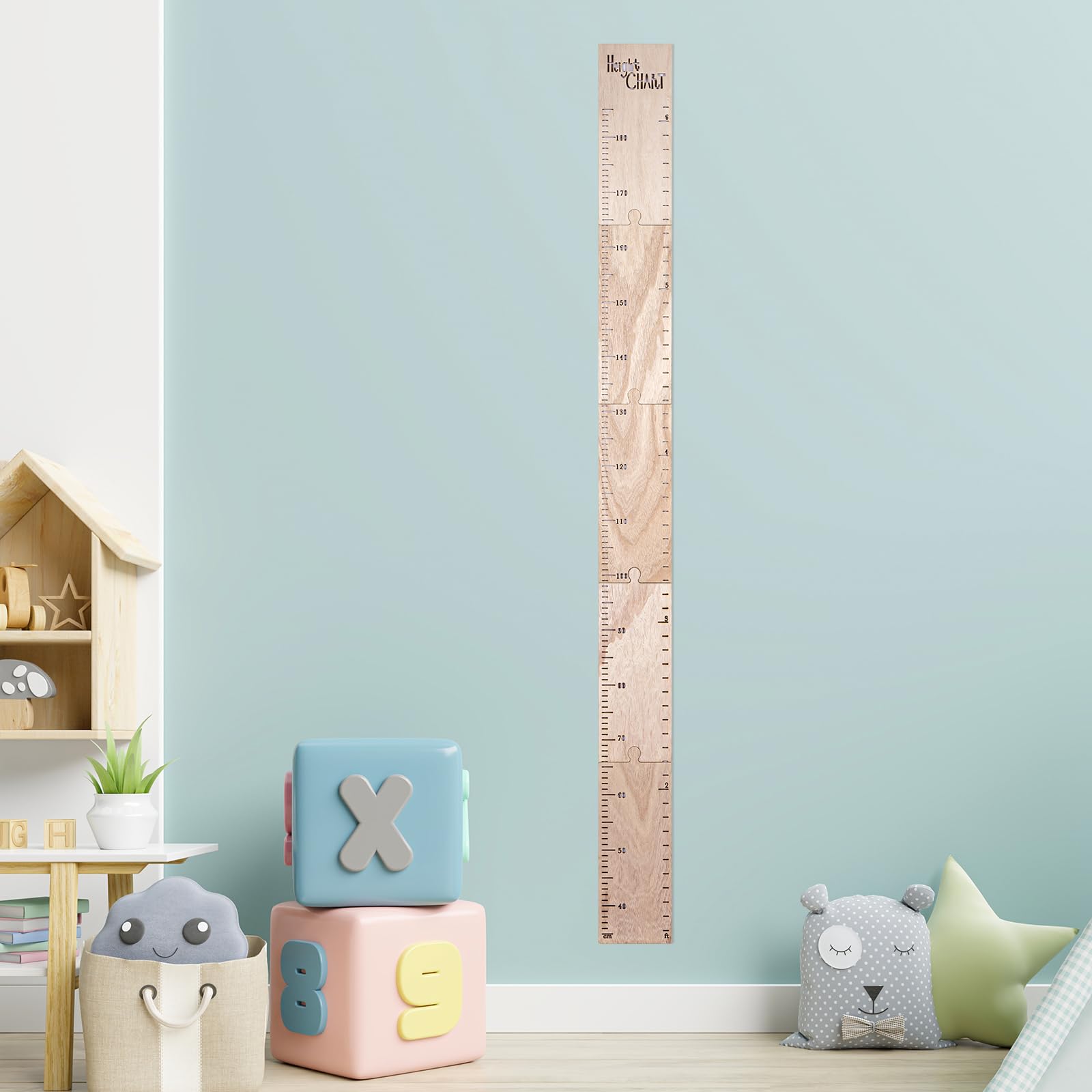 Règle de croissance en bois pour enfants, règle murale amovible en bois pour chambre à coucher, chambre d'enfant, décoration murale