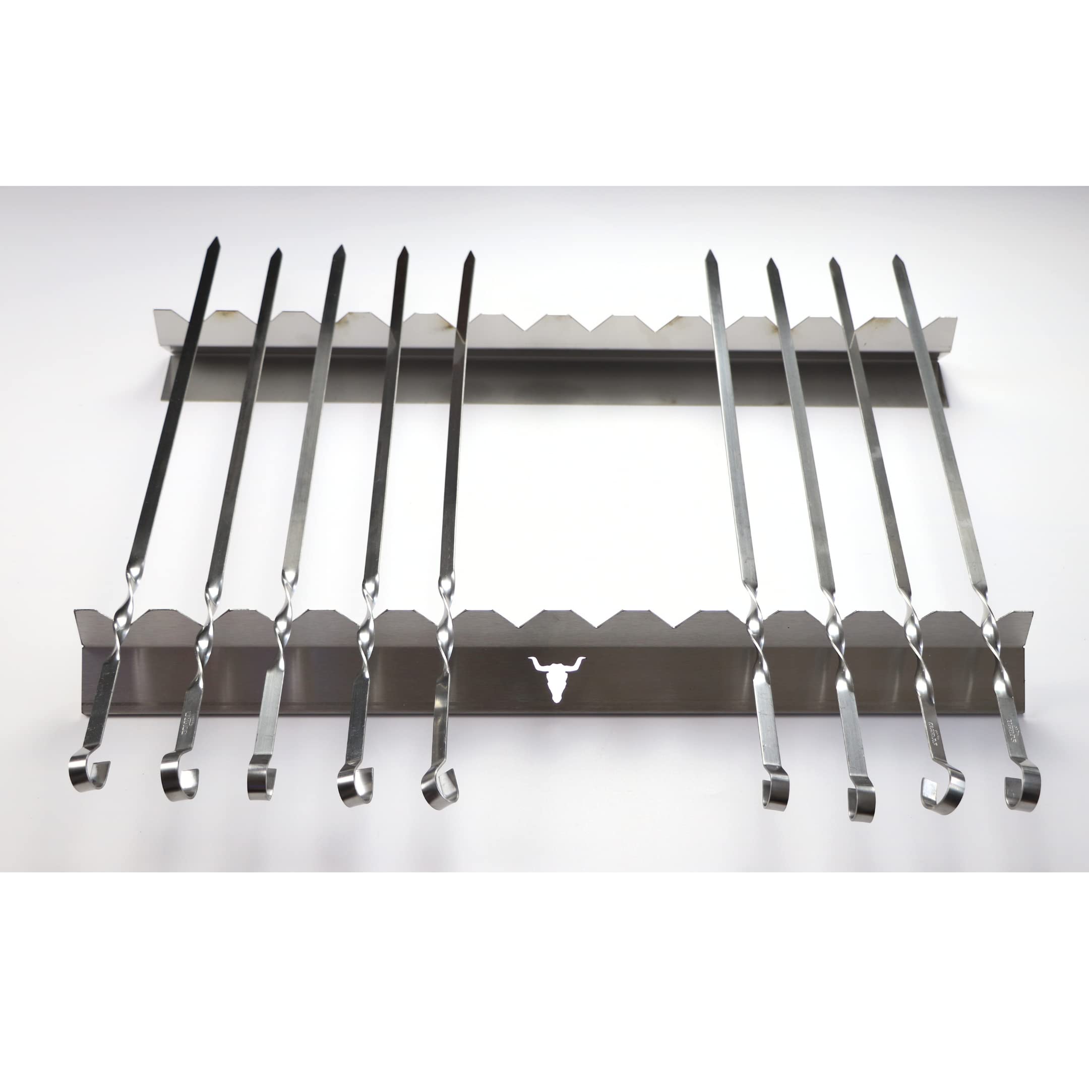 Barra spiedino/spiedino/accessorio per barbecue in acciaio inox (650 mm con 14 spiedini)