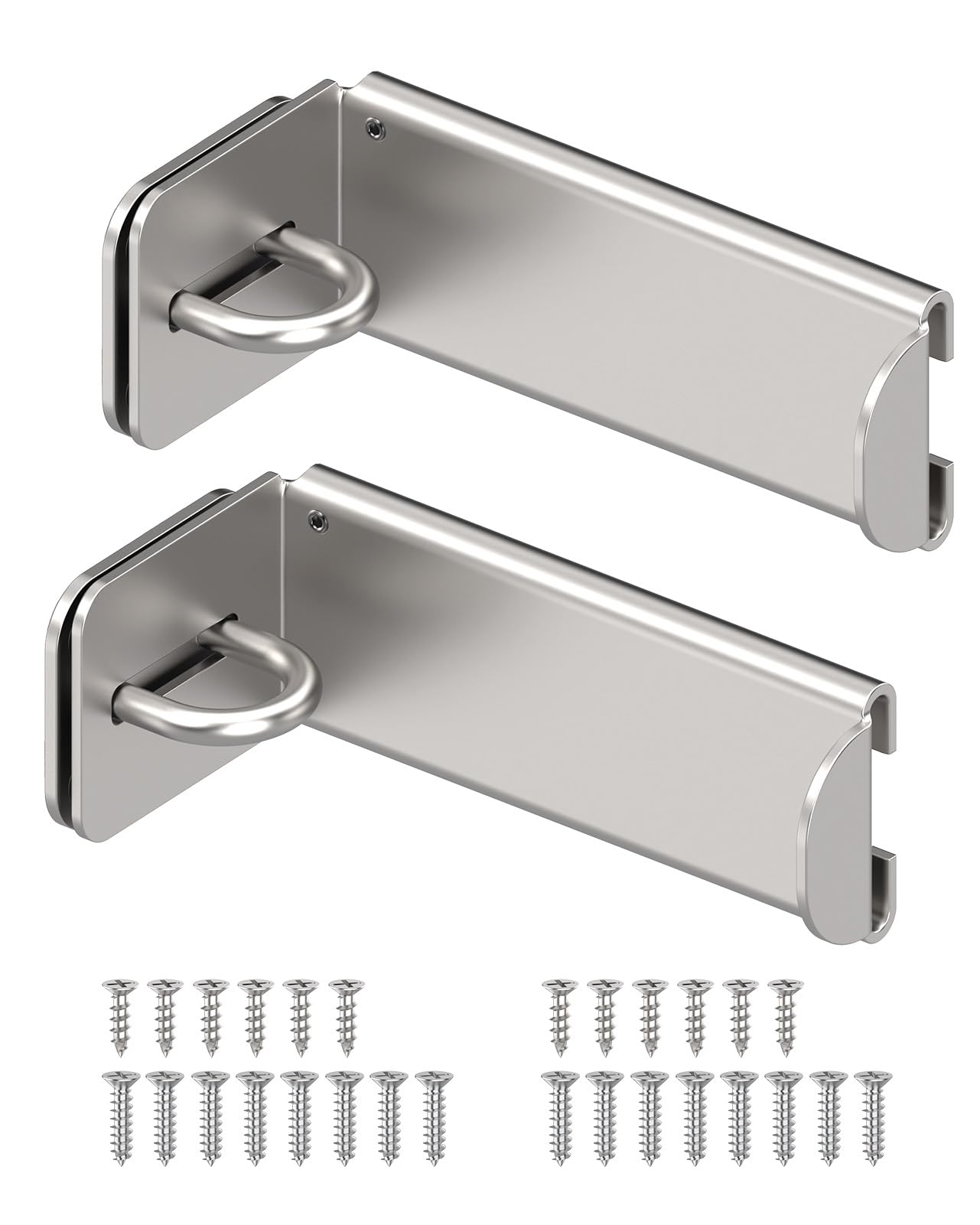 MeBantoo 90 Degree Door Hasp Latch Lock, Home Security Right Angle Latch, Sliding Barn Door Lock for Gate, Bedroom, Fence, Garden (Silver, 3.3 Inch-2 Pcs)