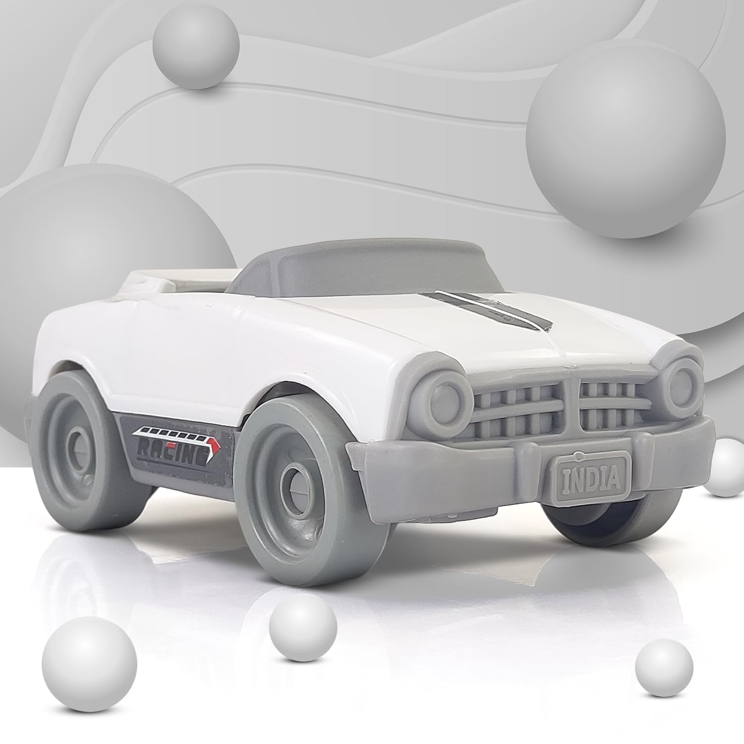 NHR Dinky Plastic Toy Car Pull & Push Vehicle Racing Toy Cars Play Set Toddlers Car Toys Pullback Mini Cars Toys for Kids up to 3 Years (White)