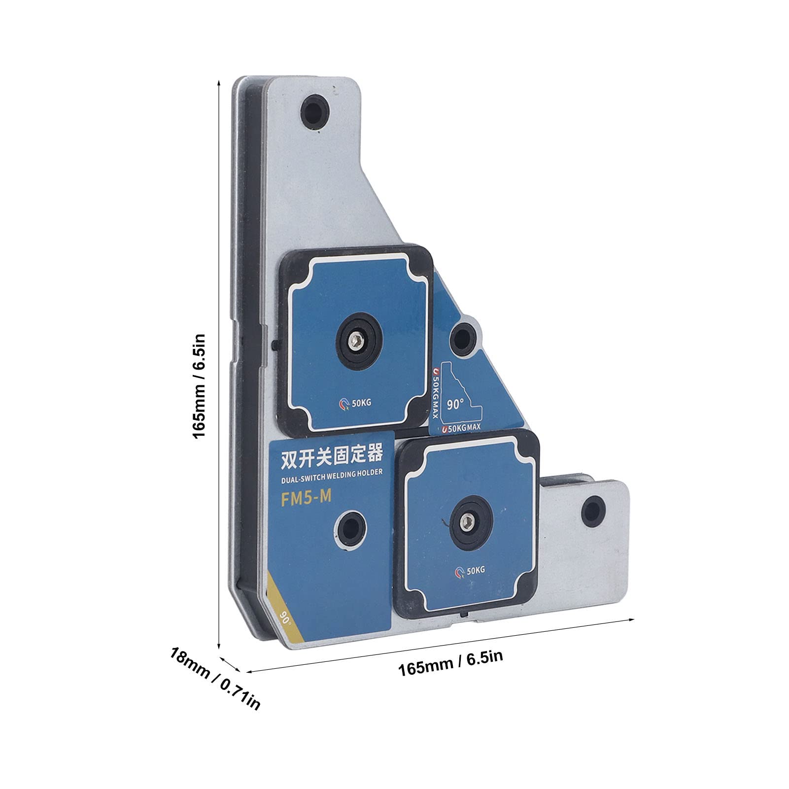 Oumefar 2Pcs 50KG Strong Magnetism Welding Clamp, 90° Magnetic Welding Fixture Dual Switch Welding Holder for Steel Iron Plate