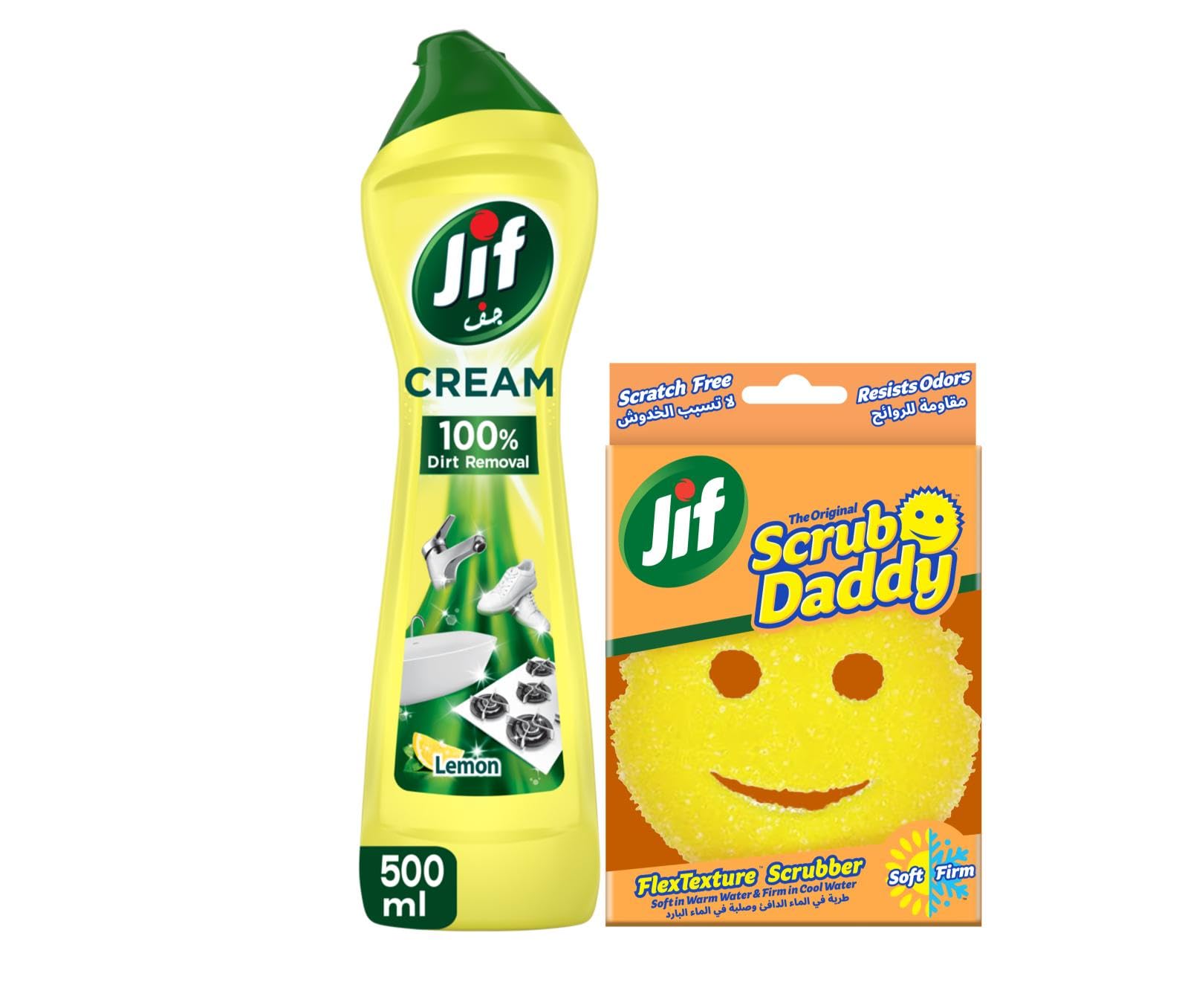 Jif Multipurpose Lemon Cleaning Cream 500ml + Scrub Daddy 1 Piece