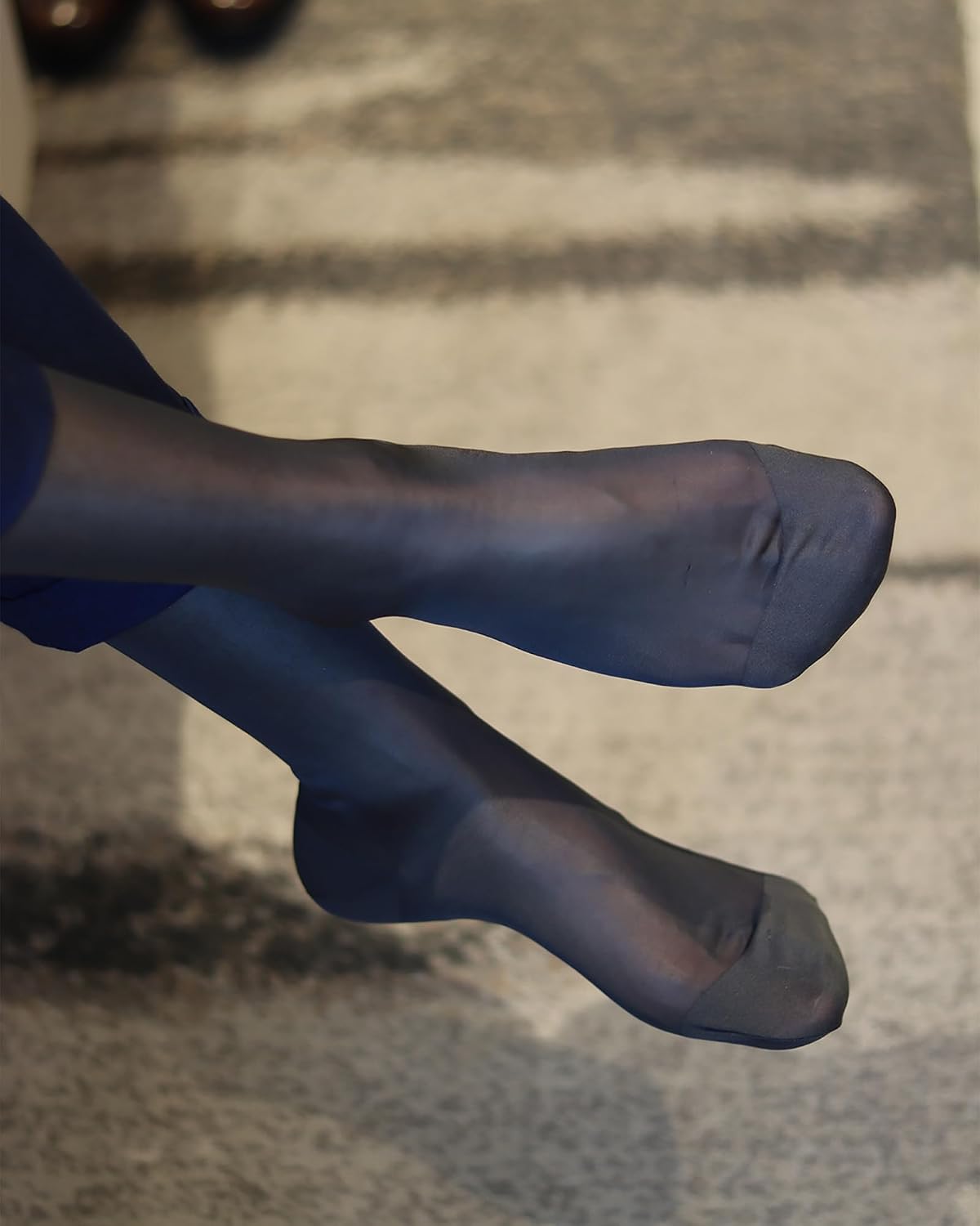 5 Pairs Men's Thin Transparent Silk Socks, Mid-Knee Formal Dress Stockings, Sheer Business Socks for Office