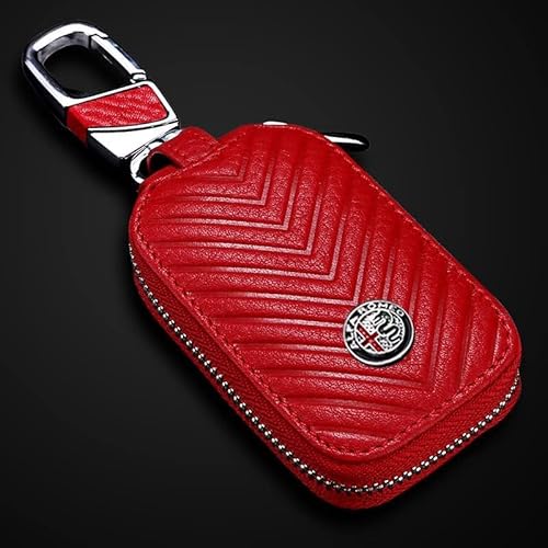 MidiLi Portachiavi Auto per Alfa Romeo 4C,Portachiavi per Auto di Alta qualità Portachiavi Portatile per Auto con Cerniera per Donna e Uomo,Red