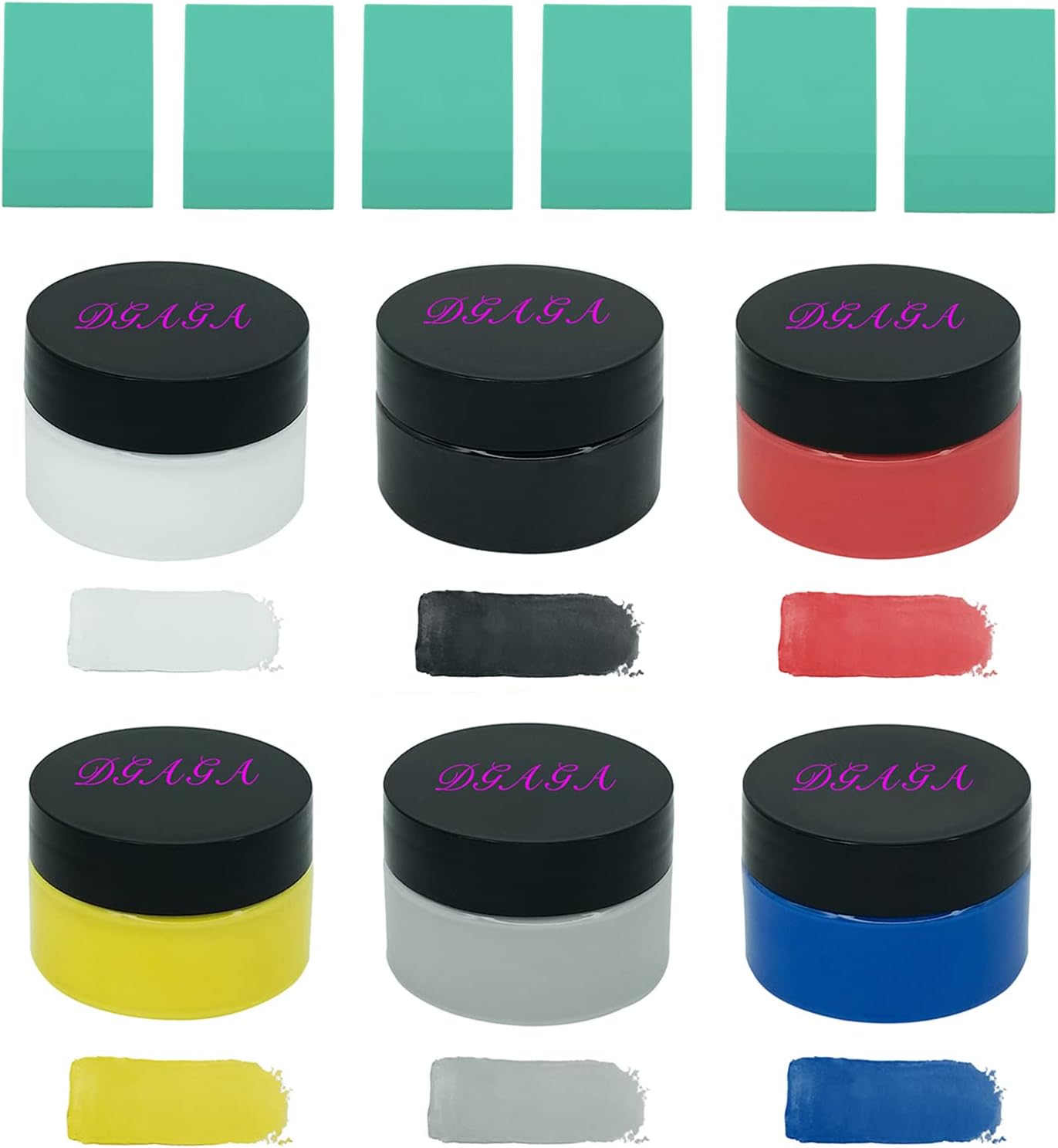 DGAGA Stencil Chalk Paste Paint Set for Crafts, 6 Jars Fabric Screen Ink with Screen Printing Tool Mini Squeegees and Self Adhesive Mesh Transfer Paints for DIY Wood Home Decor