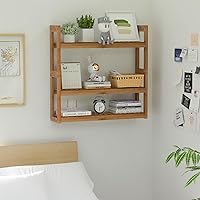 Vista 2 de Domax Estante de pared ajustable de bambú de 3 niveles de 23.6 pulgadas, estante de almacenamiento de baño montado en la pared sobre los estantes