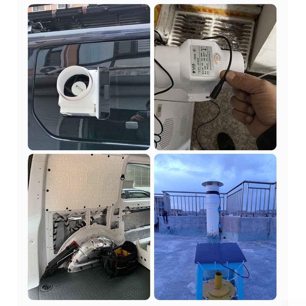 Ventilador de conducto de 75/100 mm, potente escape en línea, soplador de 12 V, conducto de aire interior, flujo mixto, alta presión, ventilación pequeña (3 pulgadas 75 mm)