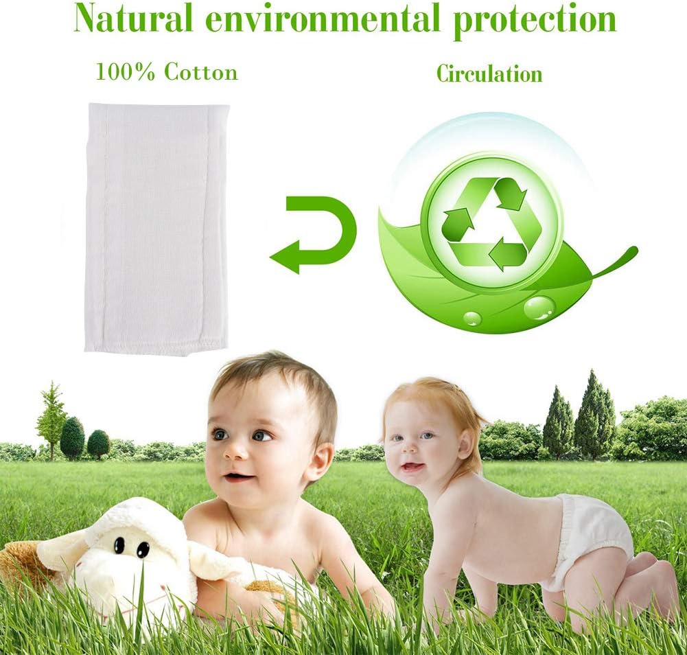 Prefold Cloth Diapers - 100% Unbleached Premium Cotton, Fasoar 3 Ply Baby Washable Diaper Covers for Babies to Toddlers Multi-Use (10-35 lbs) 6/10/12 Count (10) : Baby