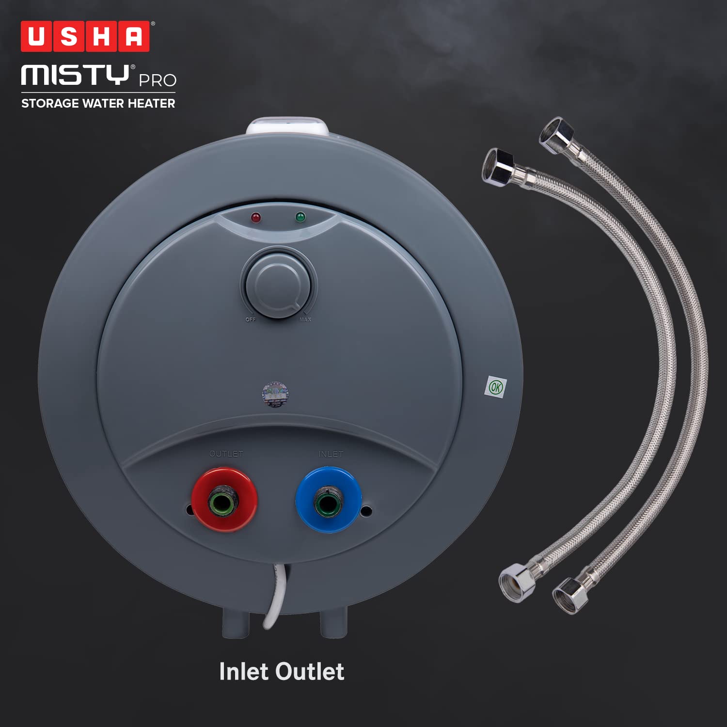 Buy Usha Misty Pro 15 Litre 5 Star Storage Water Heater (Twinkling Grey),  Wall Mounting Online at Low Prices in India - Amazon.in