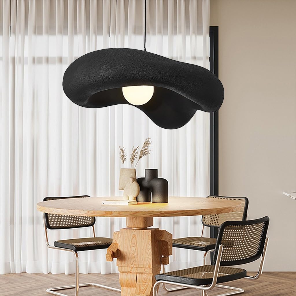 HEYUN Modern Pendant Light Creative Unique Hanging Light Wabi-Sabi Style E27 Chandelier Dining Table Hanging Light Indoor Lighting Adjustable Home Decoration for Dining Room Kitchen (Black)