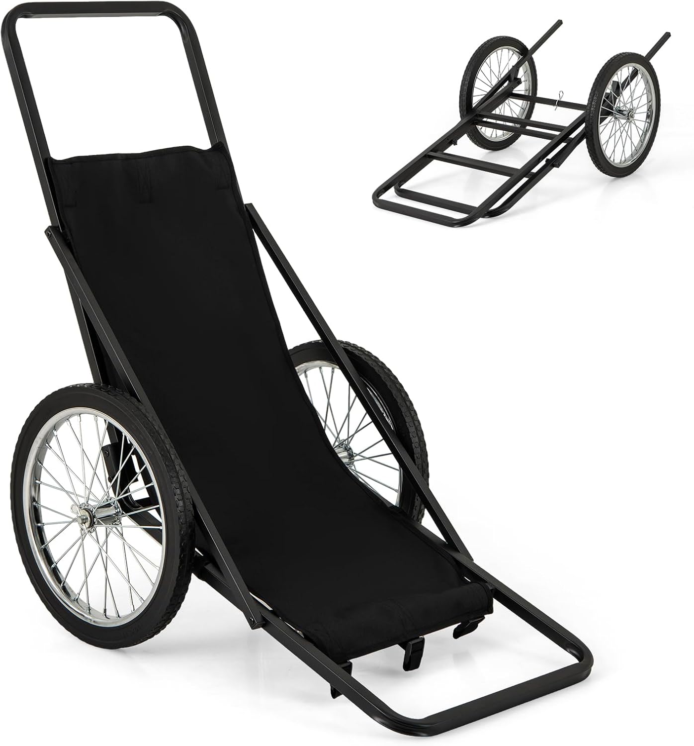 Tangkula Deer Cart, 550 LBS Deer Cart Game Hauler with Polyester Liner, 2 Big Rubber Wheels, 2 Buckle Straps, Ergonomic Handle, Heavy-Duty Folding Game Cart for Hunting, Hiking, Fishing