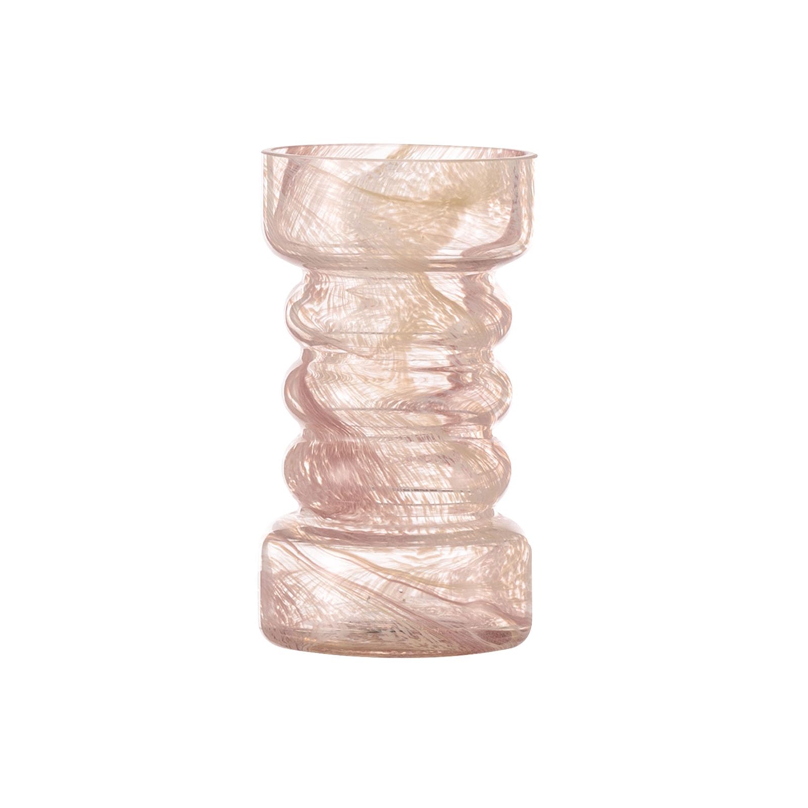 Nzzkoides Pink A Pink Glass Vase, Creative Flower Vase With Blooming Pattern, Home Decor For Living Room, Bedroom, Dining Table, Office, Coffee Shop(Size:11 * 11 * 20Cm,Color:pink A)