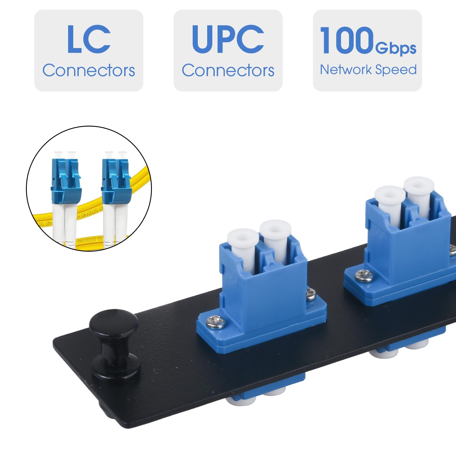 Lot de 3 panneaux de brassage en fibre duplex LC/UPC avec adaptateurs LC duplex monomode bleu, 6 ports de fibre