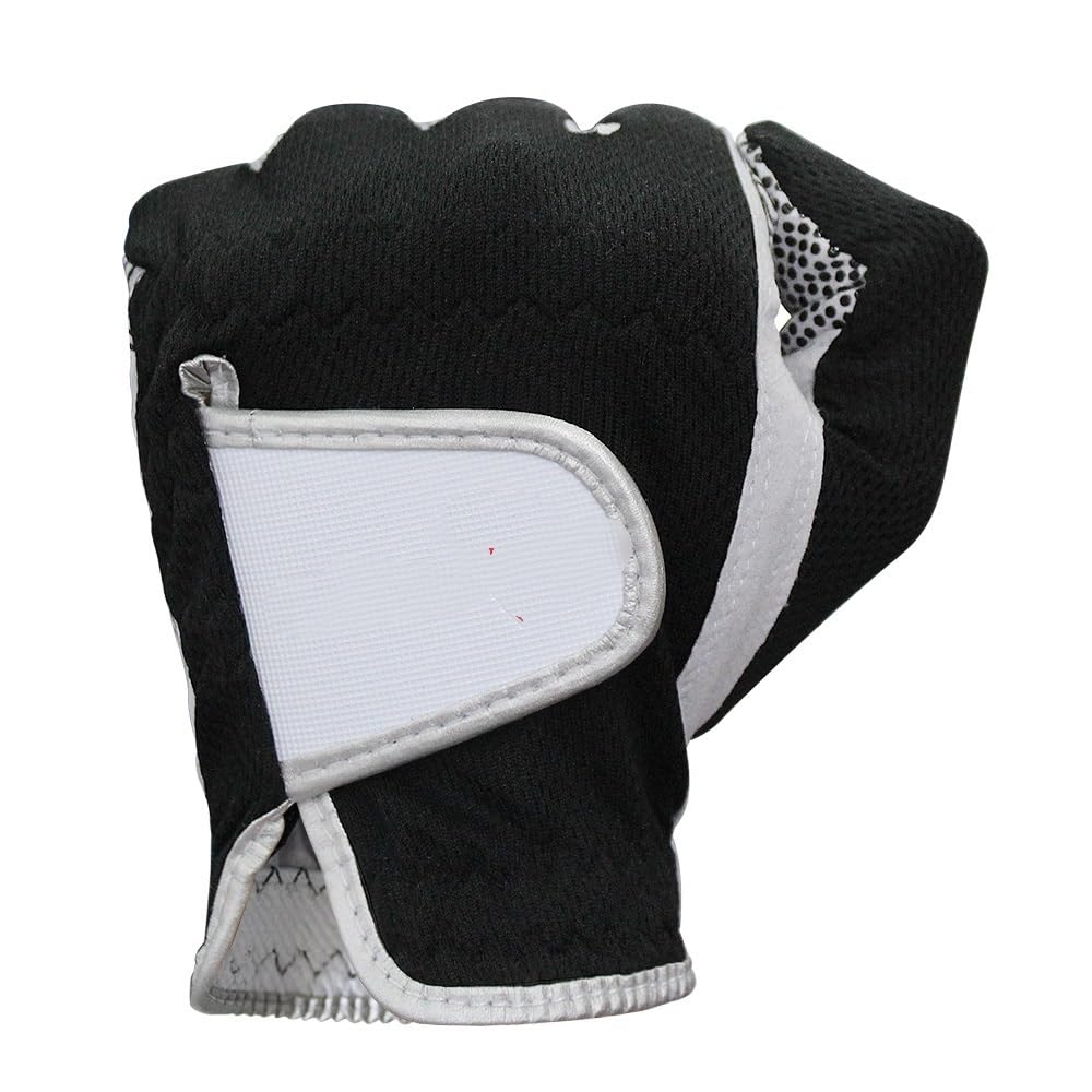 Guanti Golf Guanti da golf uomo in microfibra con motivo antiscivolo, neri, traspiranti, impugnatura sinistra, comodi guanti