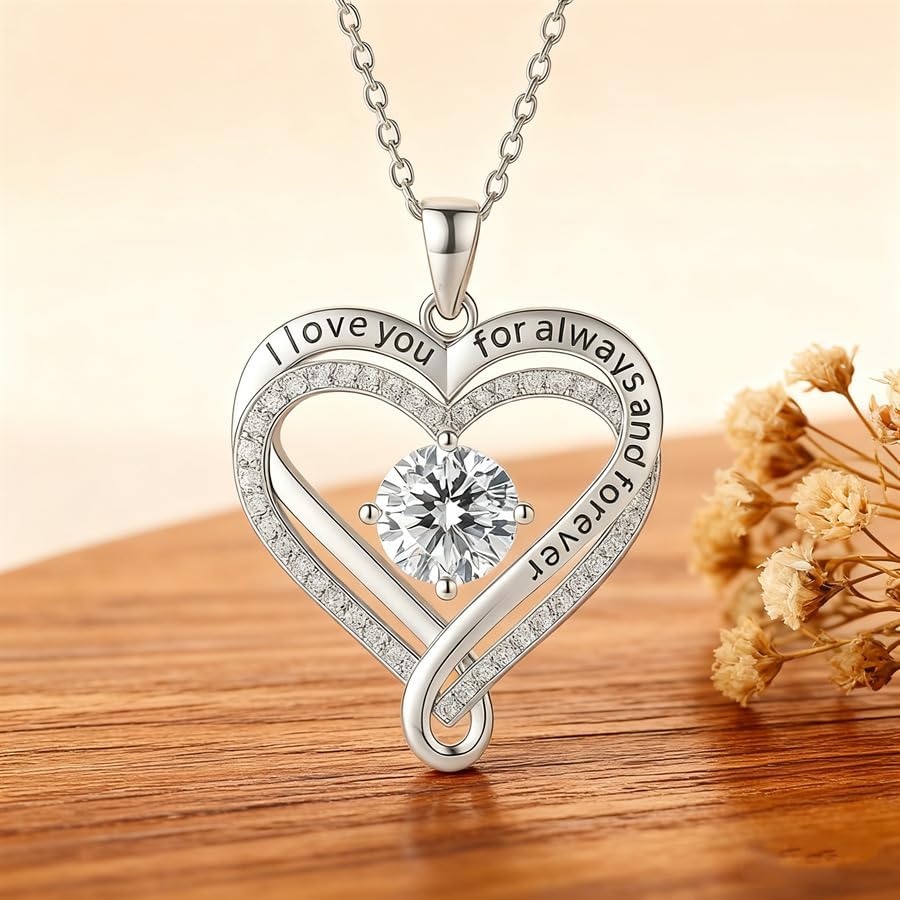 christmas gifts for wife heart necklace in open gift box with card