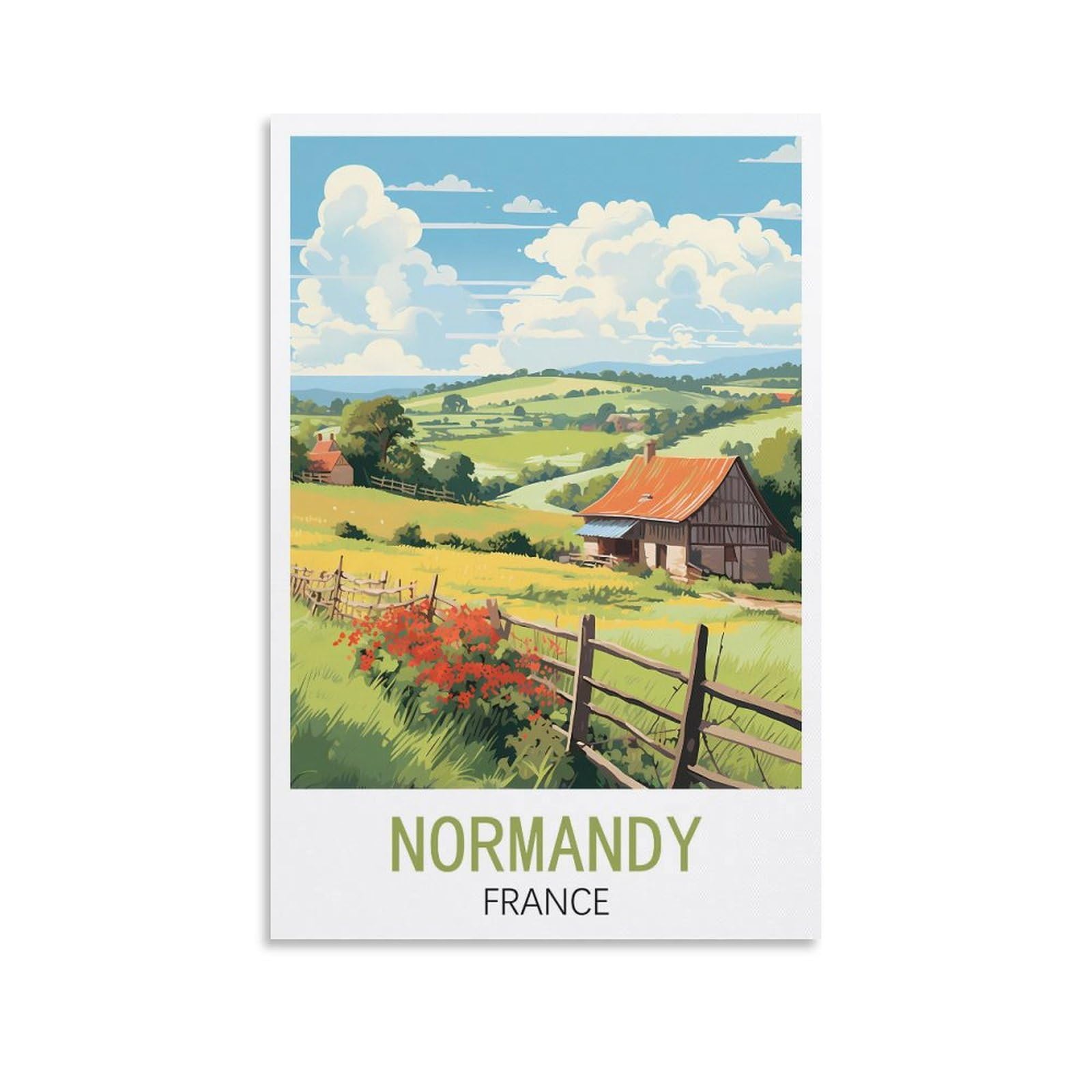 Meidai Unframe-Style Normandy France Vintage Travel Posters Landscape 08X12inch(20X30cm) Wall Art Picture Print Canvas Art Poster Modern Family Bedroom Decor Posters