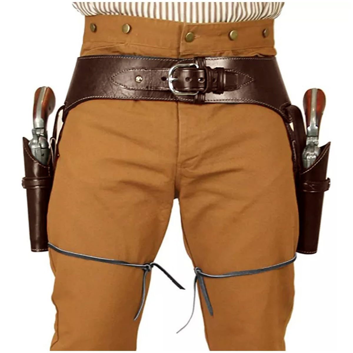 Bananaww Double PU Leather Western Gun Holster Belt – Adjustable Holster - Cowboy Wild West Costume Accessory for Halloween, Cosplay, Fancy Dress, Steampunk – Vintage Revolver Holster