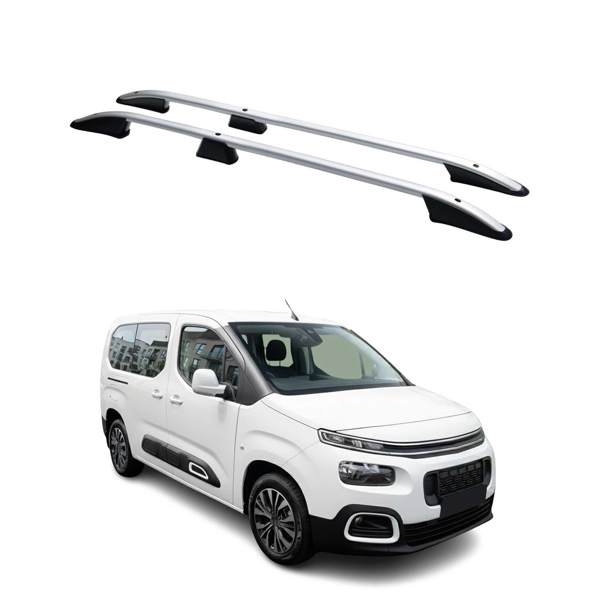 OMAC Dachreling Dachgepäckträger kompatibel mit Citroen Berlingo 2018-2026 L2 Langer Alu Grau