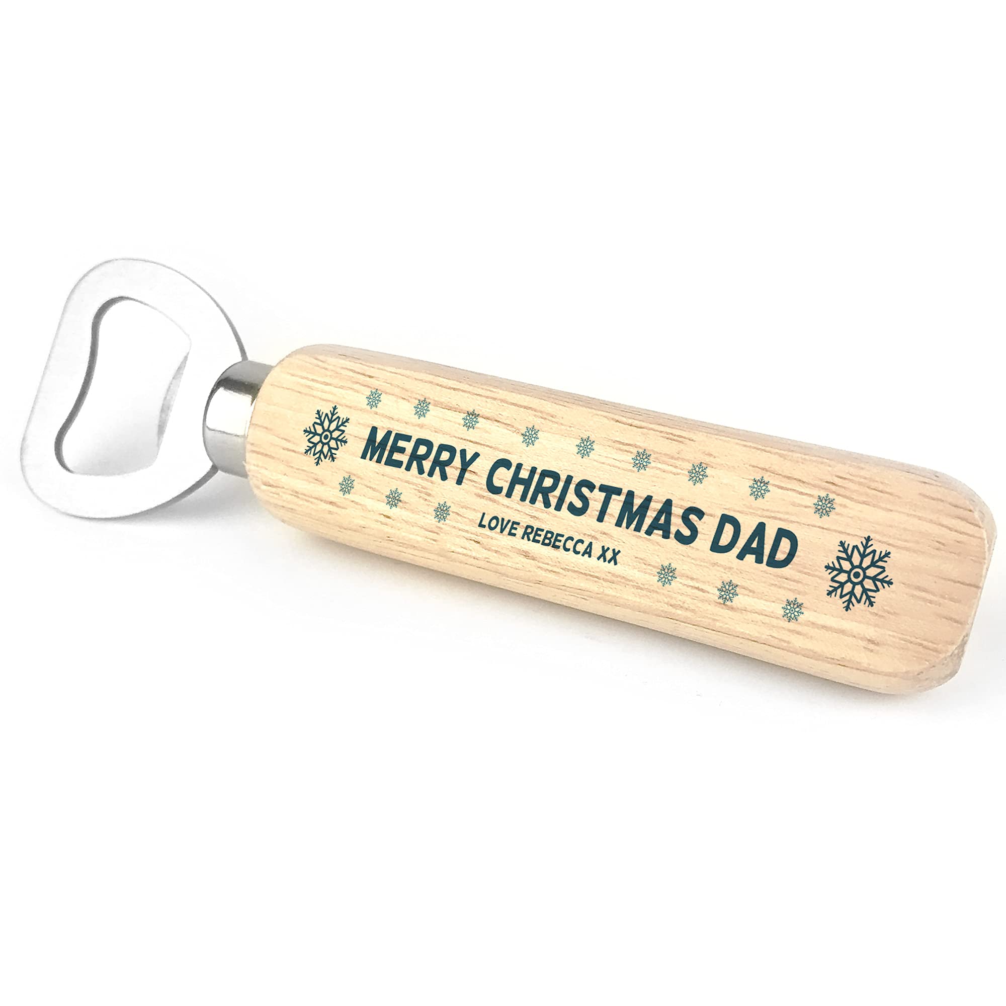 Merry Christmas Dad Personalised Wood Bottle Opener Novelty Gift for Him