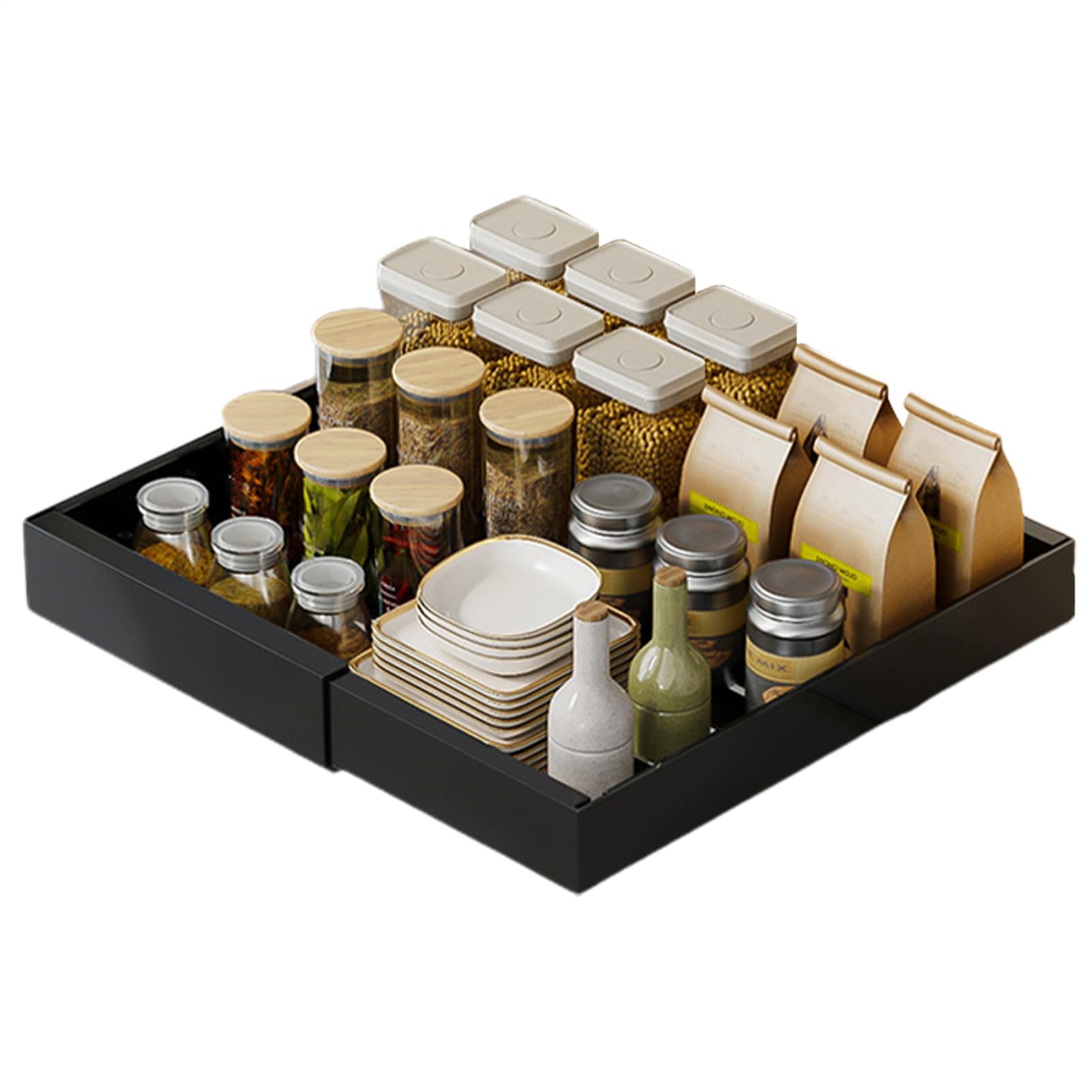 Organizer Sottolavello Robusto Cestello Estraibile Senza Foratura | Ripiano Estraibile per Armadietto Sottolavello Ideale Per Cucina, Bagno, Dispensa, Armadio, Cucina, Bagno, Dispensa, Armadio