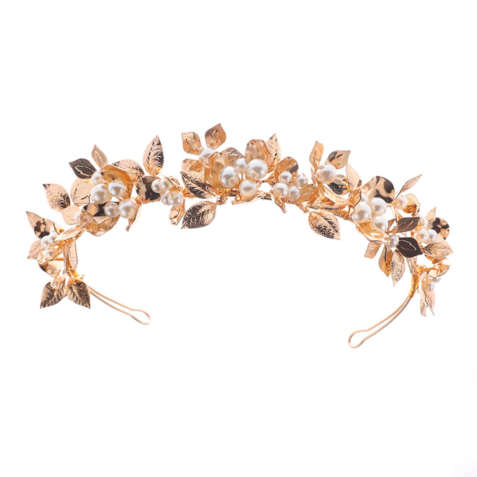 Cerchietto per Capelli da Sposa Fatto A Mano con Fiori per Donne Elegante Accessorio per Capelli da Principessa in Oro E Perle,d'oro