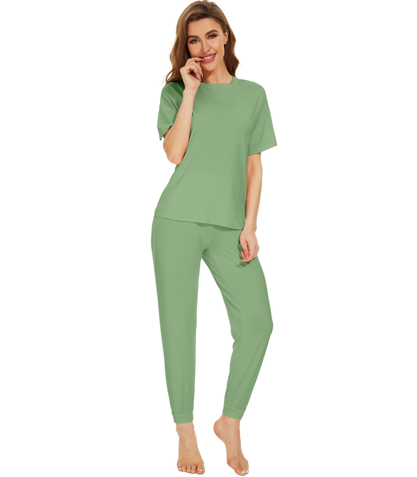 WiWi Women's Tracksuit Set Viscose from Bamboo Loungewear 2 Piece Outfit Long Pants Jogger Sets S-XXL