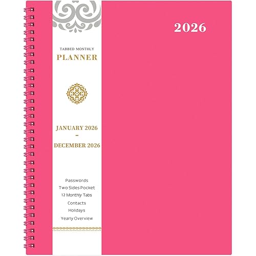 2026 Monthly Planner - Monthly Planner/Calendar 2026, Jan. 2026 - Dec.2026, 9" x 11", 2026 Planner, Pocket, Contacts and Passwords