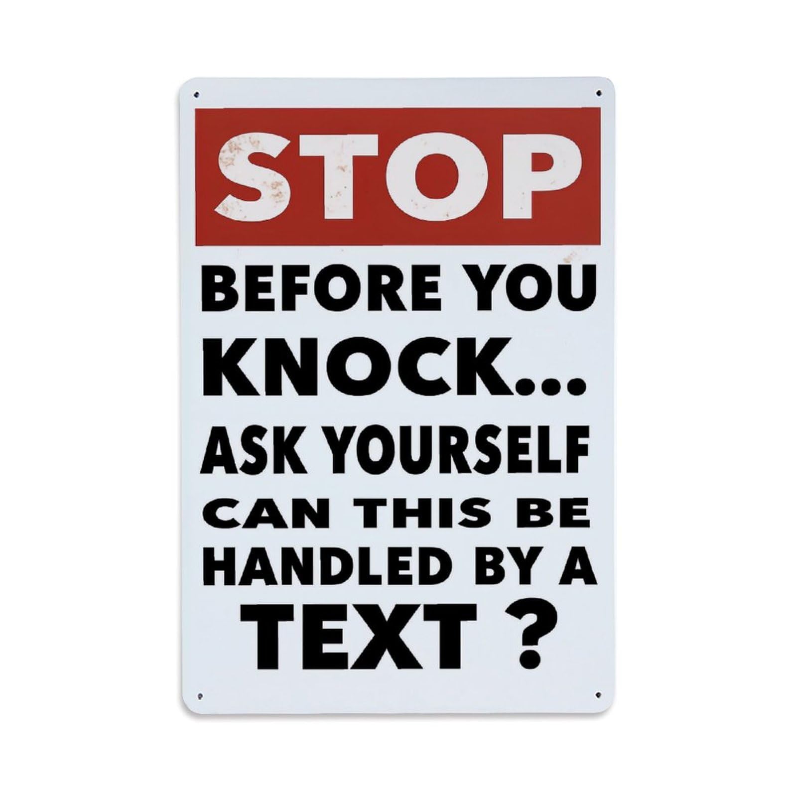 Jdyaojiesheng Vintage Stop Before You Knock Ask Yourself Can This Be Handled By A Text Tin Sign Retro Metal Wall Decor Metal Poster, Home Bar Garage Farmhouse Cafe Wall Art Decoration 8X12inches