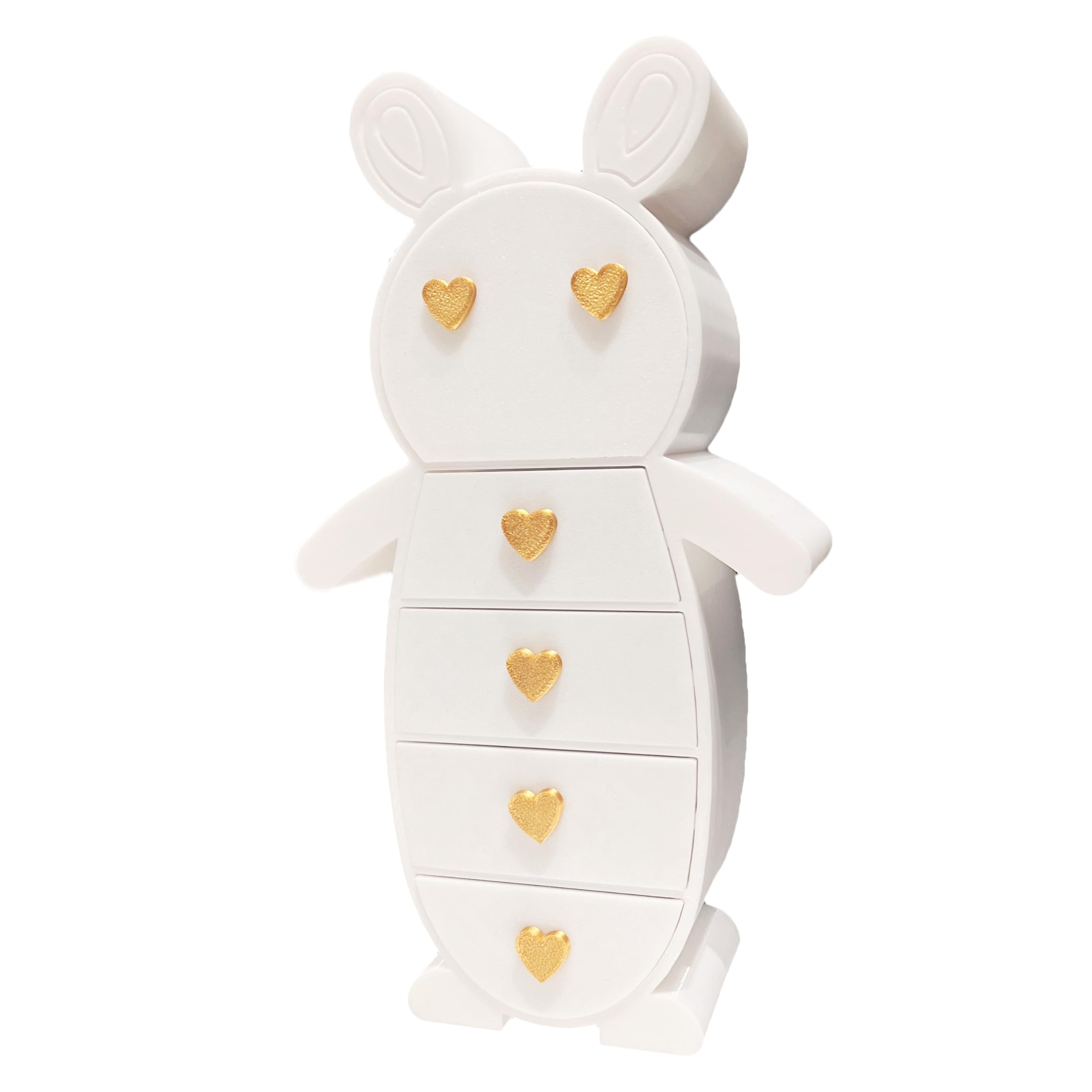 ZYXSSRY Mini Rabbit-Shaped Desktop Organizer with 5 Drawers - Cute Storage Solution for Kids and Girls' Room Decor, Perfect for Holding Small Accessories and Trinkets