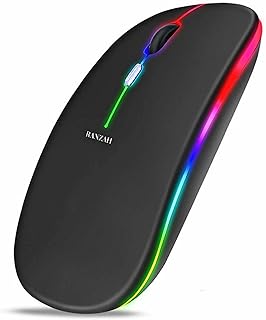 RANZAH Wireless 2.4G Mouse - Bluetooth LED light Rechargeable Smart Mouse Silent Click 800/1200/1600 DPI - Compatible With Computers,Laptops, Mac,iPads/Office -Home -Gaming Optical Mouse