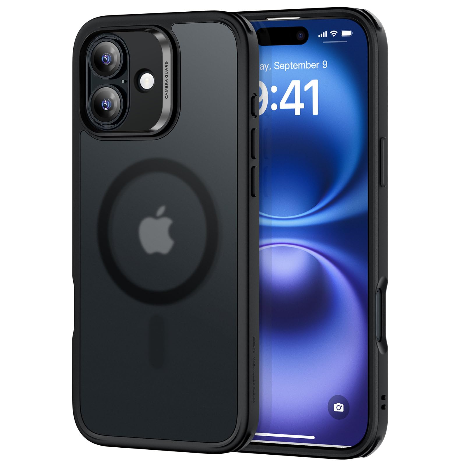 ESR Cover Magnetica per iPhone 16 Plus, Compatibile con MagSafe, Protezione antiurto di livello militare, Custodia magnetica, Serie Classic (HaloLock), Nero Opaco