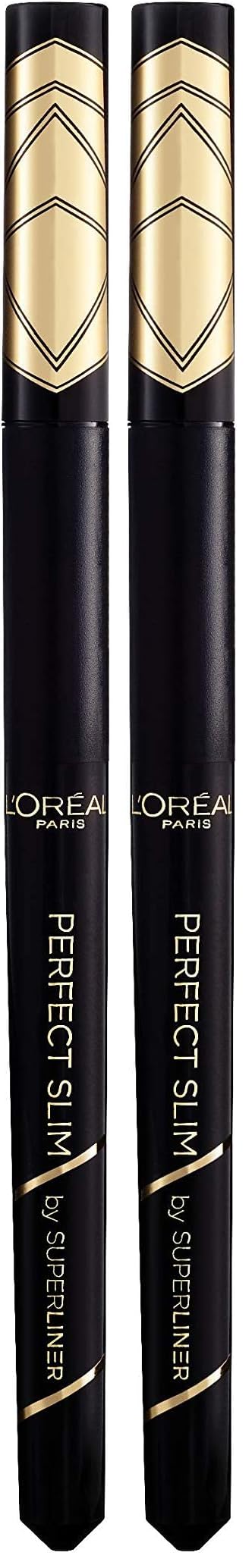 L'Oréal Paris Eyeliner mit präziser Filzspitze für den perfekten Lidstrich und unwiderstehliches Augen Make-up, Super Liner Perfect Slim, Nr. 1 Intense Black (Schwarz), 1 Stück (Packung mit 2)