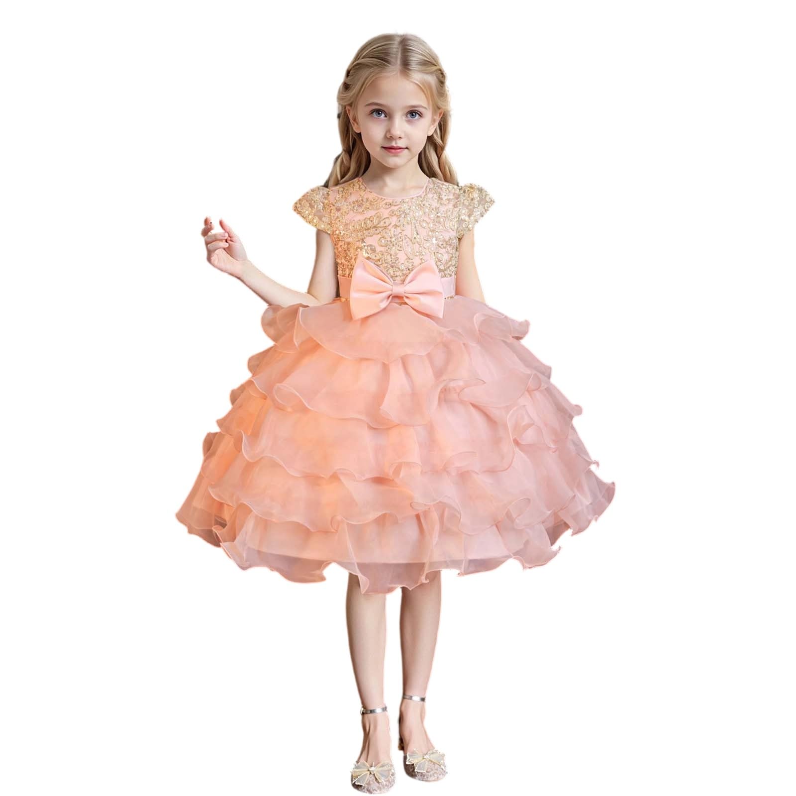 Elegante Vestido de Fiesta para niñas con corpiño y Falda satén un Estilo Festivo. pequeñas 2 a 10 años, Punto piqué, Ligero Suave, Ideal Uso Diario/g