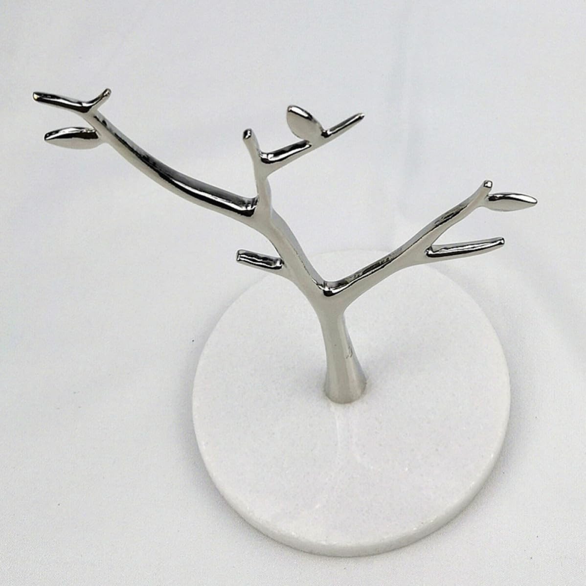 Expositor de Joyas en Forma de Árbol Base de Mármol, Organizador de Pendientes y Collares de Metal para Uso Personal y Comercial