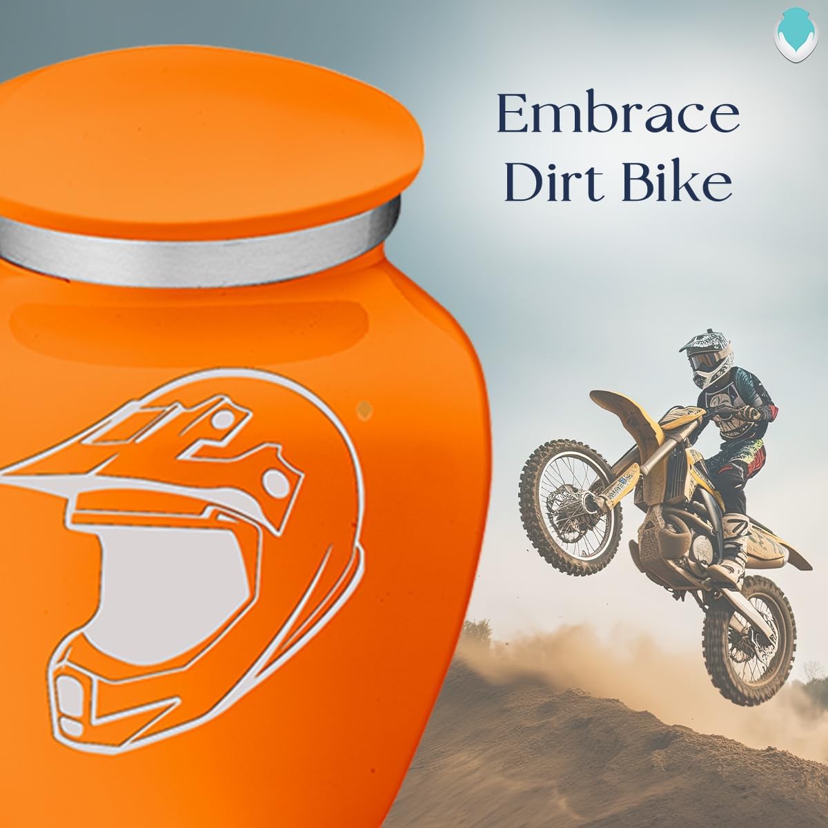 Geturns Embrace Keepsake Personalized Dirtbike Cremation Urns for Human Ashes I Burnt Orange Funeral Urn for Men and Women with Double Side Engraving I 3.5 lbs