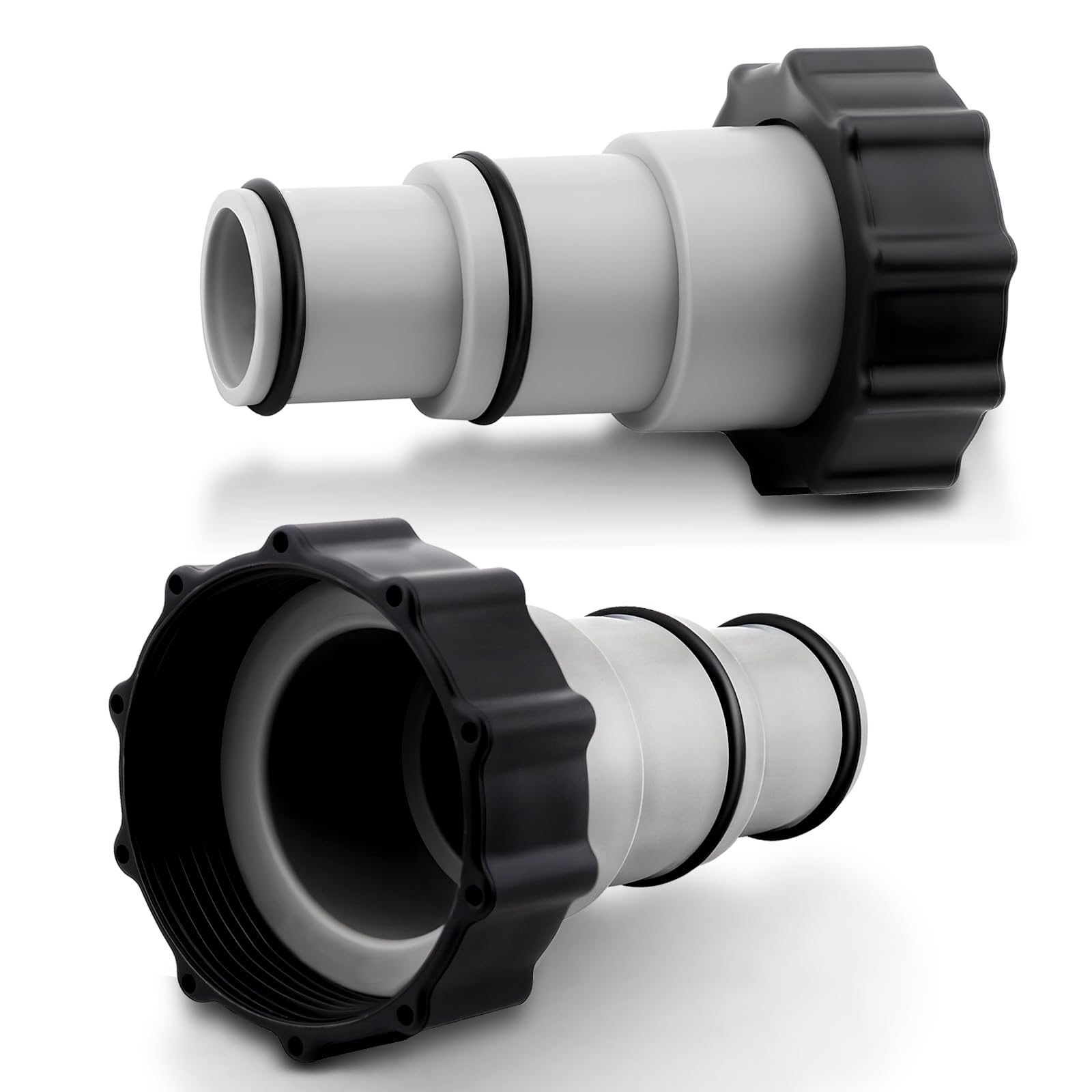 Photo 1 of 2 Pack Pool Hose Adapter A with Collar for Intex, Converts 1.5 to 1.25 Inch Hoses for Threaded Connection Pumps, Universal Replacement Adapter Set for Above Ground Pools (2, 2 * 4.28)