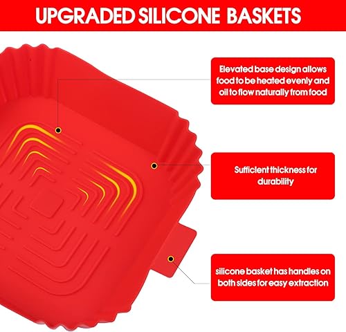 Miniatura 4 de Ollas de silicona para freidora de aire, 5 forros de silicona para freidora de aire, aptos para alimentos, antiadherentes, accesorios para horno,