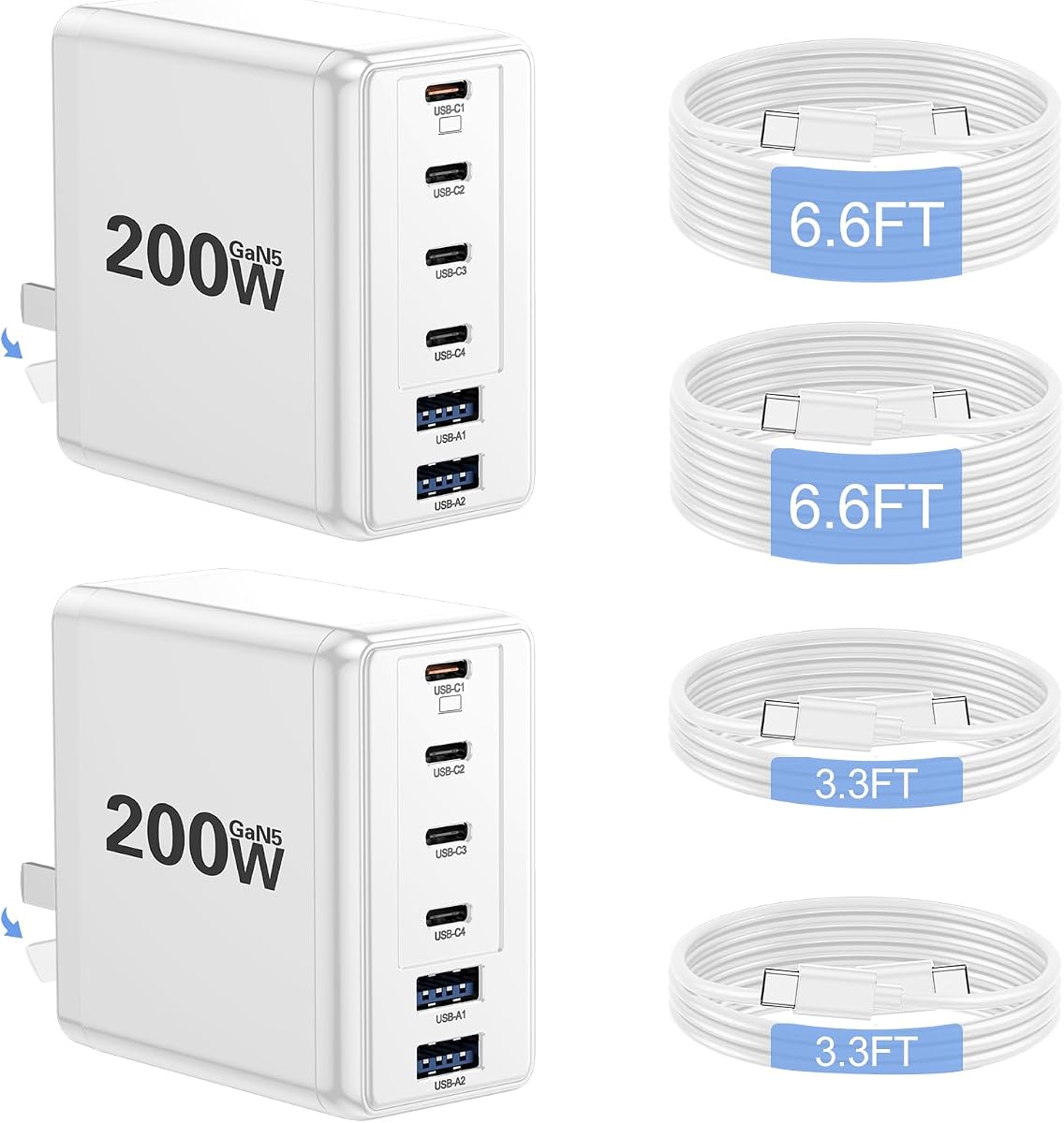 Lcssio 2 Pack 200W USB C Charger